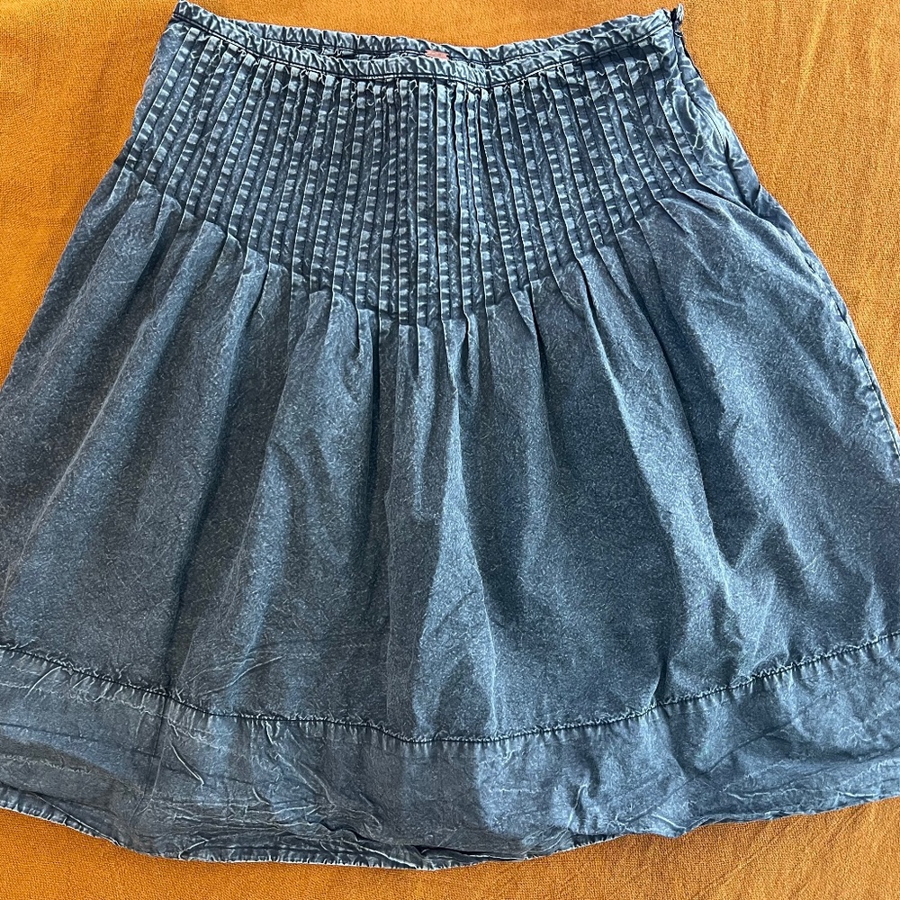Free People We The Free Women's Peyton Pintuck Gray Denim Midi Skirt Size 8
